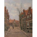 Dort, Willem II van (1905-1995). Straßenansicht in Holland, Öl/Holzplatte, re. u. sign.Ca. 38 x 30