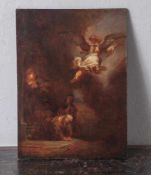 Unbekannter Künster (wohl 17. Jahrh.), Öl/Holzplatte-Lw., Studie Rembrandts "Der Engelverläßt Tobias