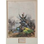 Schlachtenszene Königreich Sachsen, Leibregiment. Farblithographie von Ekert-Monten um1835. Ca. 28 x