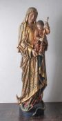 Madonna mit Jesusknaben, 19. Jahrhundert, Holz, vollplastisch geschnitzt u. gefaßt. H. ca.112 cm.