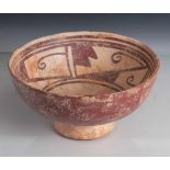 Keramikschale, Mittelamerika wohl Peru od. Kolumbien (Ausgrabung), Heller Scherben mitbraun-