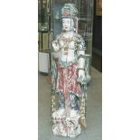 Guanyin, China, 19. Jahrhundert, große Holzstatue, alte polychrome Fassung. H. ca. 154 cm,