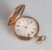 Herrentaschenuhr, Savonette, Mermod Frères, Genf, um 1900, Gelbgold 585, weißesEmail-Zifferblatt mit