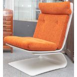 COR Sessel, Entwurf Peter Ghyczy, 1960er/70er Jahre, Freischwinger, orange-roter Bezug. H.ca. 91 cm,