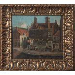 Unbekannter Maler (20. Jahrhundert), Straßenansicht an einer holländischen Gracht, Öl/Lw,re. u.