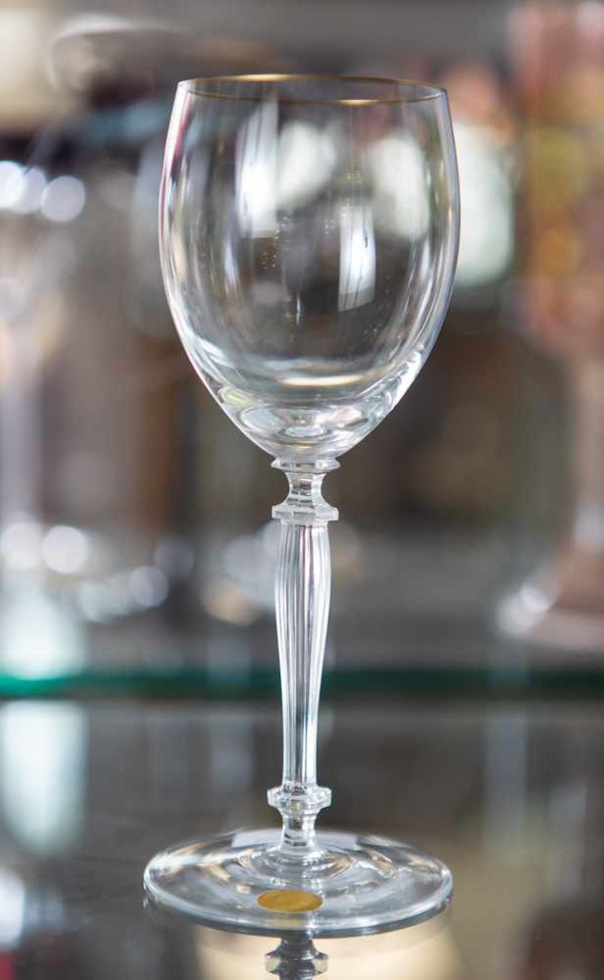 Weinglas, Theresienthal, farbloses Glas, konischer gerippter Balusterschaft mitScheibennodus,