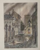 Roeger (20. Jahrhundert), Wasserstraße in Spandau, Aquarell, li. u. sign., re. u. bez. Ca.38,5 x