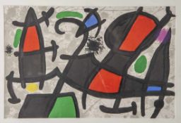 Miro, Joan (1893-1983), ohne Titel, Farblithografie, abstrakte Komposition in Rot, Blau,Grün, Gelb