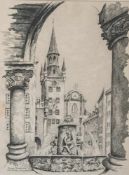 Simshäuser, Karl (1910-1991), "München, Marienplatz, Altes Rathaus, Heiliggeistkirche",