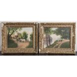 Machabey, Jean (19./20. Jahrhundert), Gemäldepaar, Rurale Landschaften mit Vieh undfigürlicher