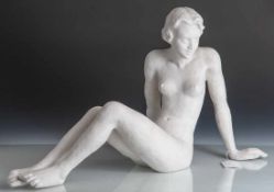 Figurine sitzender weiblicher Akt, Rosenthal, Entwurf Otto Koch (1901-1974), Entwurfnr.1040,