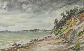 Simshäuser, Karl (1910-1991), Gewitterhimmel über norddeutscher Küstenlandschaft,Aquarell/Papier,