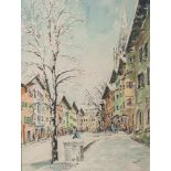 Simshäuser, Karl (1910-1991), Winterliche Stadtansicht, Aquarell/Papier, re. u. sign., ca.39,5 x