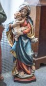 Figurine, Madonna mit Jesuskind, 1989, Holz, Stuck, polychrom gefasst, auf Plinthe dat."1989". H.