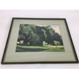 L.J.Connor 'picnic under the trees' watercolour, signed