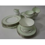 Wedgwood 1940s bone china tea set, pale green with platinum lined boarders