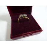 Double Diamond Ring, 18ct, size L/M