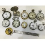 10 silver plated and gilt pocket watches