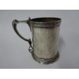 A Silver mug with cast wishbone handle by George Unite, Birmingham, 1871