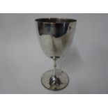 A Victorian Silver Goblet of plain 'U' shape on slender stem and circular foot, Birmingham 1869