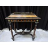 A 19th century French ebonised and amboyna jardiniere side table