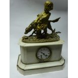 White marble and gilt metal mantle clock by Henri Marc Paris