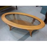 Mid-Century Glass Top Oval Coffee Table