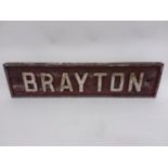 Great Western Railway signal box name board - Brayton