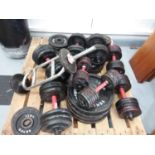 Large collection of weight plates, various sizes 173 KG in total.