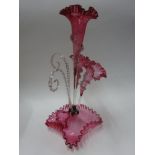 Victorian crabnerry glass epergne