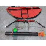 Hoyt USA Red Carbon Bow & Arrow set with bag