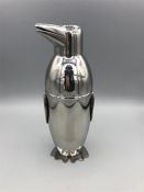 A novelty silver plated penguin cocktail shaker