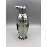 A novelty silver plated penguin cocktail shaker