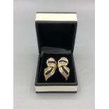 A pair of 14ct yellow gold sapphire and diamond earrings