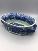 Victoria Ware Ironstone, two handled tureen, blue and white.