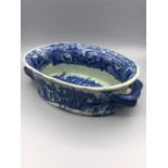 Victoria Ware Ironstone, two handled tureen, blue and white.