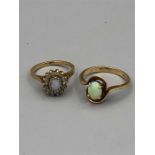 Two 9ct gold rings with opals (5g)