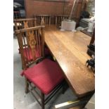 Dining table with high backed, chapel style chairs (6)