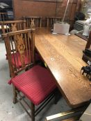 Dining table with high backed, chapel style chairs (6)