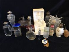A large selection of perfume bottles