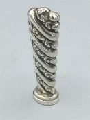 A hallmarked silver seal, diagonal scroll and plain decoration, Chester 1902/3