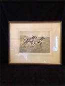 A limited edition print of two German Pointers hunting