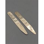 Pair of hallmarked silver collar stiffeners