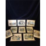 A set of ten framed tinted etchings 'Les modes Parisiennes.