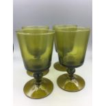 A set of four Mid Century water glasses in green