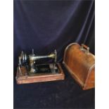 A cased Singer sewing machine