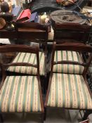 Four Dining Chairs with green and cream stripe