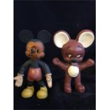 Two Vintage Disney bendy toys, Mickey Mouse and Jerry.