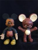 Two Vintage Disney bendy toys, Mickey Mouse and Jerry.