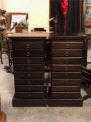 A pair of multi drawers, collectors drawers.